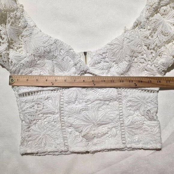 Mele E Pere Womens Lace Bustier Crop Top Large Open Boho Hippie Puff Coquette - Picture 7 of 8